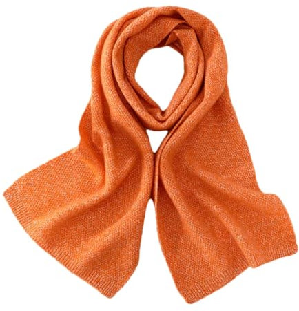 Weicher Kaschmir-Schal, warm, gestrickt, lang, farbig, Kaschmir, verdickt, Wickelschals für Damen und Mädchen, Orange, One size