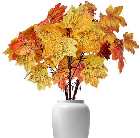 Molyorch 3 Piezas Ramas de Hojas de Arce Artificiales, Hojas de otoño Artificiales, Plantas Artificiales de Hojas de Arce, Decoración De Interiores, Adornos, Manualidades, Decoración De Fiestas