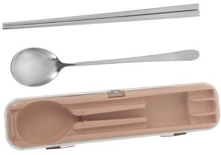 PAMINGONO Tragbares Besteckset Aus 304 Edelstahl Servierutensilien Esslöffel Suppenlöffel Essstäbchen Stabile Aufbewahrungsbox Für Camping