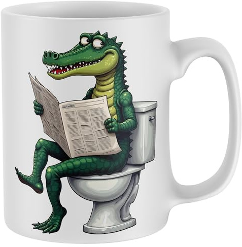 Purple Print House Funny Crocodile Toilet Humour Mug Secret Santa Office Staff Xmas Gift Tea Coffee Men Women Cup
