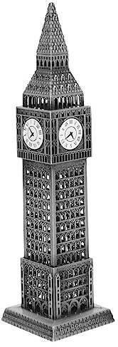 HYTROVE Big Ben Modell aus Metall Legierung Architekturgebäude Skulptur Wohnraumdekor Vintage Silber