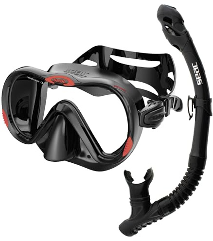 SEAC Set Bis Boss Dry, Silikon-Set zum Tauchen und Schnorcheln mit Maske und Schnorchel mit Dry-Top-System und Ausblasventil
