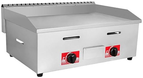 YMXEURSC Commercial Desktop Gas Griddle - Stainless Steel BBQ Flat Hot Plate for Steak, Eggs, Pancakes - Rapid Heating