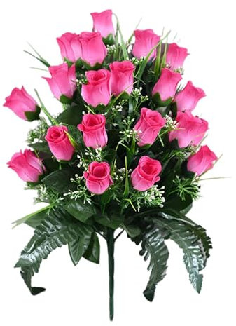 Decoraciones de piedra para tumbas, flores de cementerio, flores de tumba, rosas de corazón, ramos conmemorativos de las fuerzas del brazo