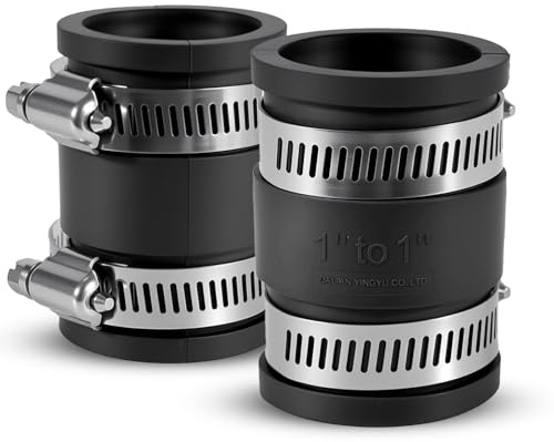 DLYYPLUS 2 Pcs 1 IN Flexible PVC Pipe Coupling with Stainless Steel Clamps Fit 1 IN Nominal Pipes, Couplers for Plastic and Copper Pipe Plumbing Connections, Drain Repair, Dust Hose