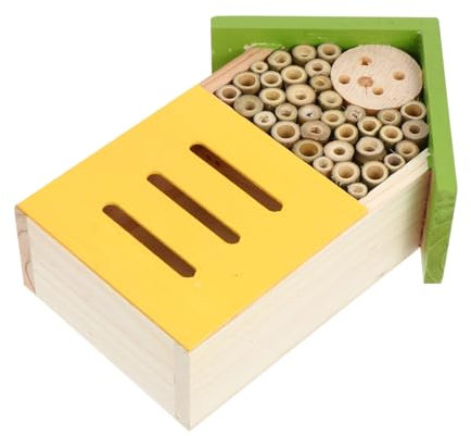 INOOMP Holz Insektenhaus Garten Dekoration Hängendes Bienenhaus Hütte Bienenhaus Aus Holz Hütte Bemaltes Haus Bienennest
