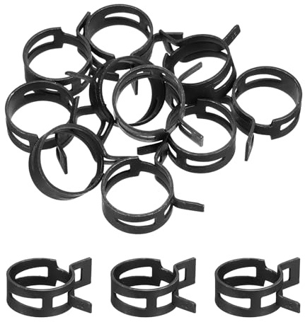 sourcing map Lot de 10 colliers de serrage pour tuyau de carburant, bande à ressort, 1,27 cm, 24 mm, en silicone, pour tuyau d'air, tuyau d'eau, basse pression, assortiment noir