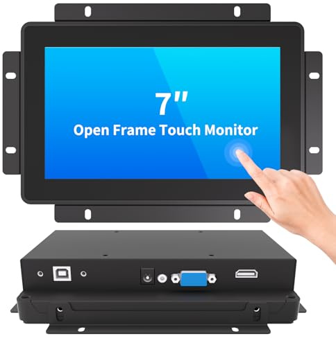 LMENGER Monitor touch da 7 pollici, monitor touch screen industriale PCAP a 10 punti, con interfaccia HDMI/VGA, LCD TFT a matrice attiva, retroilluminazione a LED, con supporto VESA