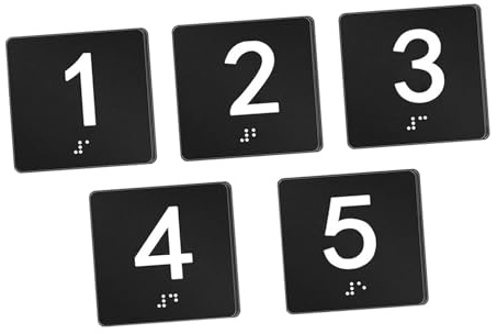 LOVIVER Exam Room Sign Numbers 1-5 with Braille and,Multipurpose,Sturdy,Braille Signs for Directional Assistance Test Center