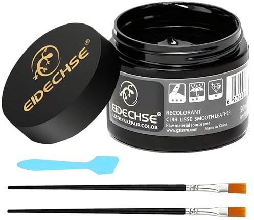 Leder Reparatur Set Schwarz,Flüssigleder Lederfarbe,Lederbalsam Lederpflege | Leder Reparatur Set für Sofa Motorradjacke Gürtel Schuhe,Kunstleder Reparatur Set,Vinyl Reparaturset für Kratzer Risse - 50ML