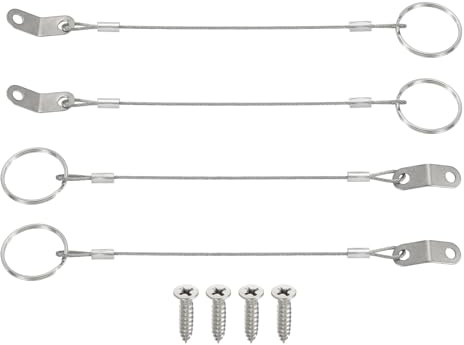 QUARKZMAN Lanyard Cavo Sicurezza Cavo Ancoraggio 6 316 Acciaio Inossidabile Spillo Sgancio Rapido Lanyard Per Prevenire Perdita Un Anello Con Anello Sgancio Rapido (Argento, 4Pz)