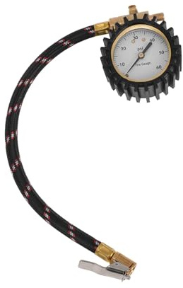 A ABSOPRO 1 Pc Misuratore di Pressione Universale per Pneumatici 0-60PSI 2.56Pollici con Manicotto per Ruote Misuratore di Pressione per Moto SUV