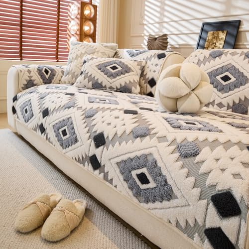 WEYOND Plüsch Sofa Überzug & Sofabezug, 90 x 180 cm, Dunkelgrau | Geeignet für Sitzbezug, Rutschfeste Sofaüberwurf & Couch Überzug für Hunde, Sofa Cover für 2 3 4-Sitzer