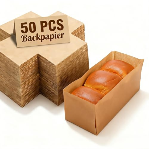 NOLITOY Lot de 50 moules jetables en papier sulfurisé - Revêtement antiadhésif - Adapté à un usage alimentaire - Passe au four et au congélateur - Pour pain grillé, gâteau, collations