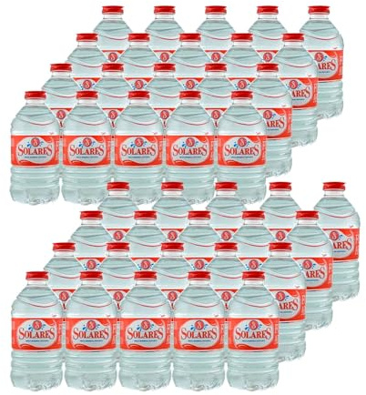 Agua Mineral Natural Solares 330 ml – Pack 40 Botellas (13,2 Litros) – Sin Gas, Manantial de Fuencaliente, Botella Reciclable, Ideal para Oficina y Eventos