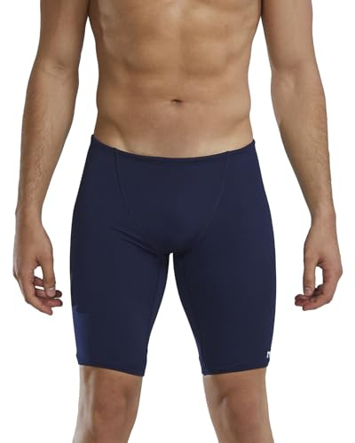 TYR Men's Durafast One Solid Jammer Swimsuit Solid Jammer - Navy, 34
