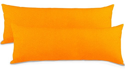 aqua-textil Classic Line Baumwoll Kissenbezug 2er-Set 40 x 145 cm orange Seitenschläferkissen Bezug Kissenhülle. Kopfkissenüberzug. Pillowcase. Bettkissen. Kopfkissenbezug. Reißverschluss
