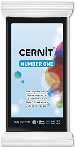 CERNIT CE0900500100C - Block Modelliermasse (Polymer) NUMBER ONE, ofenhärtend, sofort gebrauchsfähig, 500g, für DIY, Schmuck, Figuren, für Einsteiger und Hobbykünstler, Schwarz, 1 Stück