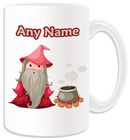 Personalisiertes Geschenk – Große Zauberer/Magier/Alchemist Becher (Märchen Design Thema, weiß) – Jede Nachricht/Name auf Ihrer Einzigartig – Magic Topf