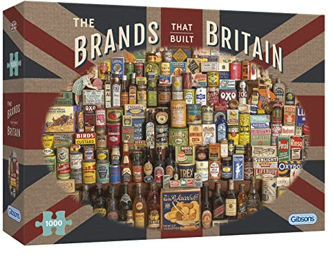 Gibsons The Brands That Built Britain 1000 Piece Jigsaw Puzzle for Adults – Iconic British Packaging Artwork by Robert Opie – Nostalgic Retro Design – Premium Sustainable Puzzle Made in the UK/EU