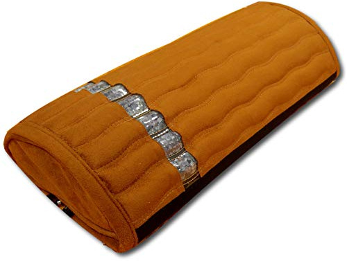 Ereada Infrared Amethyst Mini Pillow Bolster 16 L x 7.5 W x 3”H - Non-Electric Naturally Releases FIR Rays & Negative Ions Using Body Warmth - High-End Artificial Soft Animal-Free Brown Suede