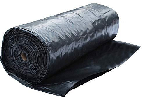 Poly Sheeting Heavy Duty 6 Mil Roll Black (20' x 100') for Construction, Landscape Ground Cover, Weed Barrier, Plastic Mulch, Lumber Tarp, Drop Cloth, Painters Plastic
