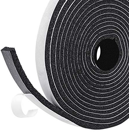 fowong Open Cell Foam Tape, 12mm(Width) X 6mm(Thick), Weather Stripping for Doors and Windows Adhesive Insulation Strip (2 Rolls with Total 4M Long)