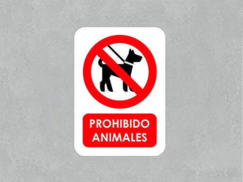 Oedim Pack 5 Señales de Prohibido Animales | Medida 14,85x21cm | Señaletica en Vinilo Adhesivo Monomérico | Duradera y Económica