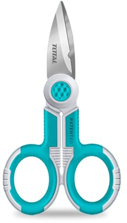 Total - Forbici per elettricisti | Acciaio inossidabile | Lunghezza 145 mm | Comoda impugnatura bimateriale | Versatilità nei progetti elettrici