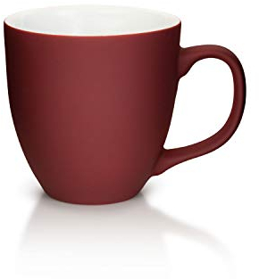 Mahlwerck Jumbotasse, Große Porzellan-Kaffeetasse mit matter Oberfläche, Soft-Weinrot, 400ml