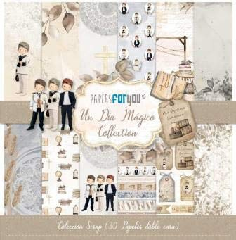 PAPERSFORYOU - Scrapbooking und Bastelpapier Kit A Child's Magic Day Kollektion | Beinhaltet 30 doppelseitige Papiere mit verschiedenen Designs | Größe 15,24 x 15,24 cm (6 x 6)