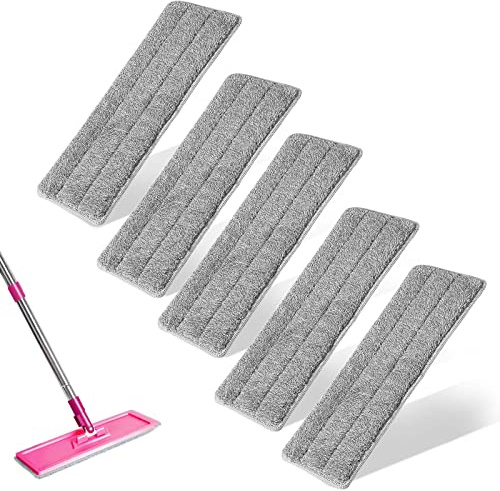 sinzau Wischbezug 5 Stücke, Mop Microfaser Baumwolle, Ersatz Pads zur Schmutz und Wasseraufnahme, Reinigung Pads 12x32 cm
