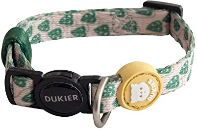 DUKIER - Collar para Gatos, Regulable y Ajustable, Accesorio Mascotas Resistente y con Cierre de Seguridad, Diseño de Plants, Talla Única (17-29 cm)
