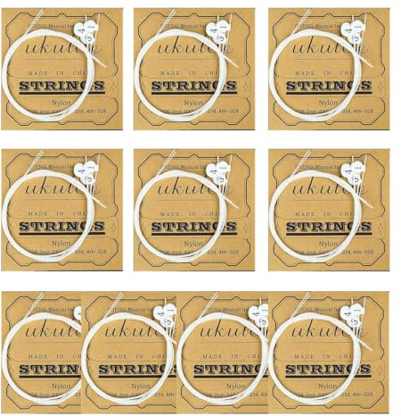 TUOREN 10 Stück Nylon Ukulele Saiten Ersatzteil Zubehör für Sopran (21 Zoll) Konzert (23 Zoll) Tenor (26 Zoll) Ukulele .024-.028 Gauge