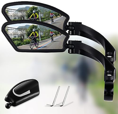 Fahrradspiegel Fahrad Rückspiegel Links Verstellbar 360° Klappbar Fahrrad Spiegel Drehspiegel(2 Stück verpackt in 1 Box)