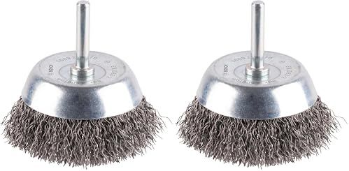 Bosch Professional 1609200270 Shank Crimped Wire Cup Brush Steel, 70mm x 6mm , Blue (Pack of 2)