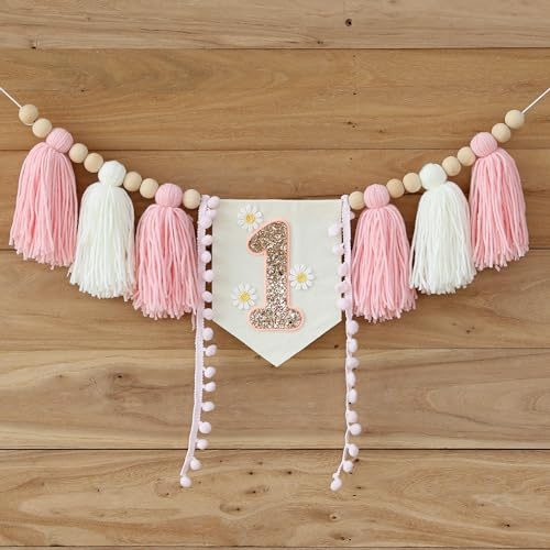 Handgefertigtes Boho-Hochstuhl-Banner zum 1. Geburtstag, Party-Dekoration für Mädchen, Babyparty, Wandbehang, dekorativ für Kinderzimmer