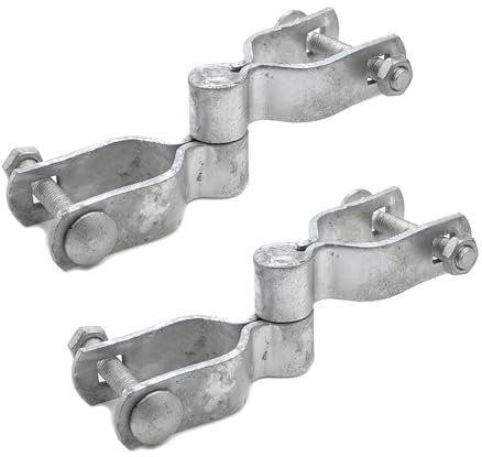 Crapyt 2 PCS Chain Link Gate Kit Fence Post Hinge Chain Link Fence Parts Hardware for Garages, Gardens 6.69×1.65×1.97 Silver