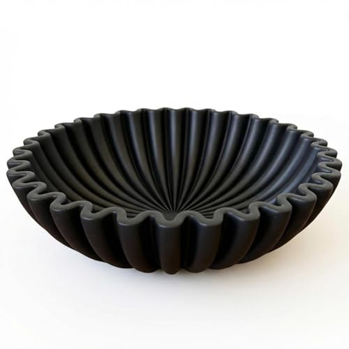 OAKOA Concrete Black Decorative Bowl for Home Decor - Black Bowl Decor - Modern Coffee Table Key Bowl for Entryway Table