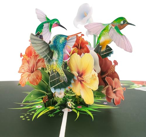 Hierein Pop Up Karte Geburtstag, Geburtstagskarte Frau mit Umschlag | 3D Vogel und Blumen Geburtstagskarte für Mama Freundin Tante Oma Mann, Geburtstag Jahrestag