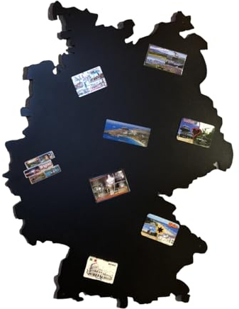 Magnettafel Magnetwand Schwarz Deutschlandkarte 80x60 cm Memotafel aus Edelstahl Fotowand für Urlaubs Magnete Magnetisch Tafel Metalltafel für Wohnung Büro Küche