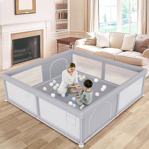 besuhot Large Baby Playpen 79x79 Inch, Playpens for Babies and Toddlers, Indoor & Outdoor Extra Large Kids Activity Center, Baby Play Yard with Zipper Gates.