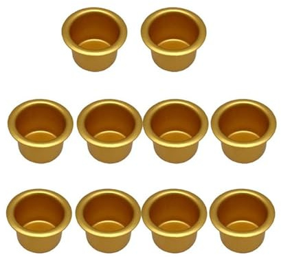 MUXSAM Kerzenhalter für Stabkerzen 10 Stück Metall Klein, Teelichter, Silber Kerzeneinsatz Tafelkerzen, für Baumkerzen,27 * 18mm Innendurchmesser 20mm，Gold
