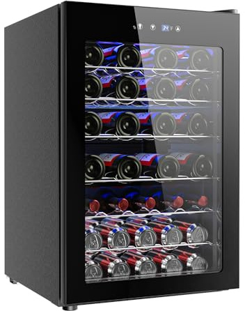 EUHOMY 45 Bottle Wine Cooler Refrigerator, Small Wine Fridge for Red, White and Champagne, 4.5 Cu.ft Mini Fridge with Adjust Temperature, Black