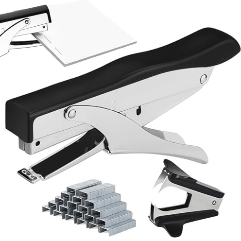 Tacker Büro, Arbeitssparendes Heftgerät mit 5000 Heftklammern und Heftklammerentferner, 35 Blatt Kapazität, Heftgerät groß,Handheftgerät stapler für Büro Schule Heim Schreibtisch Zubehör Hefter