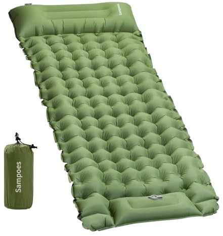 Sampoes Isomatte Selbstaufblasend, 10cm Verdicktes Luftmatratze Selbstaufblasend, Camping Matratze mit Fußpumpe, Outdoor Luftmatratze Aufblasbare für Wandern, Reisen, Zelt