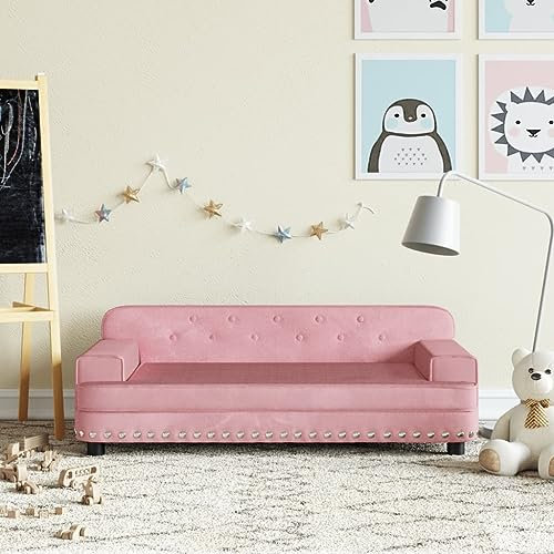 Tidyard Kindersofa Minisofa Minisessel Kinderbett Kindercouch Schlafsessel Kindersessel Kindermöbel Kinder Sofa Sessel für Kinderzimmer Rosa 90x53x30 cm Samt
