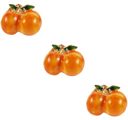3st Gelbe Pfirsichbrosche Ansteckblume Emaille-stifte Perle Schalschnalle Armreifen Bekleidung Süße Wassermelonen-emaille-anstecknadel Schalnadel Männer Dekorationen Kupfer Orange DEARMAMY