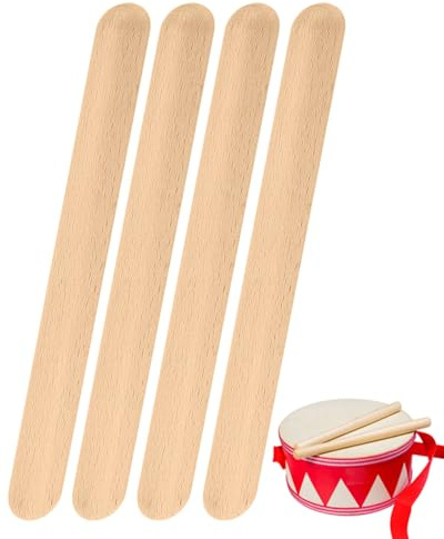 TPZORJX 4 Piezas de 20cm de tono de madera instrumento musical ritmo palos de madera, adecuado para las escuelas, bandas, profesionales o principiantes de todos los estilos, sin pintar