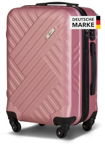 Xonic Design Reisekoffer - ABS Hartschalen Koffer mit 360° Leichtlauf-Rollen - hochwertiger Trolley mit Zahlenschloss in M-L-XL oder Set (Rosé, M)